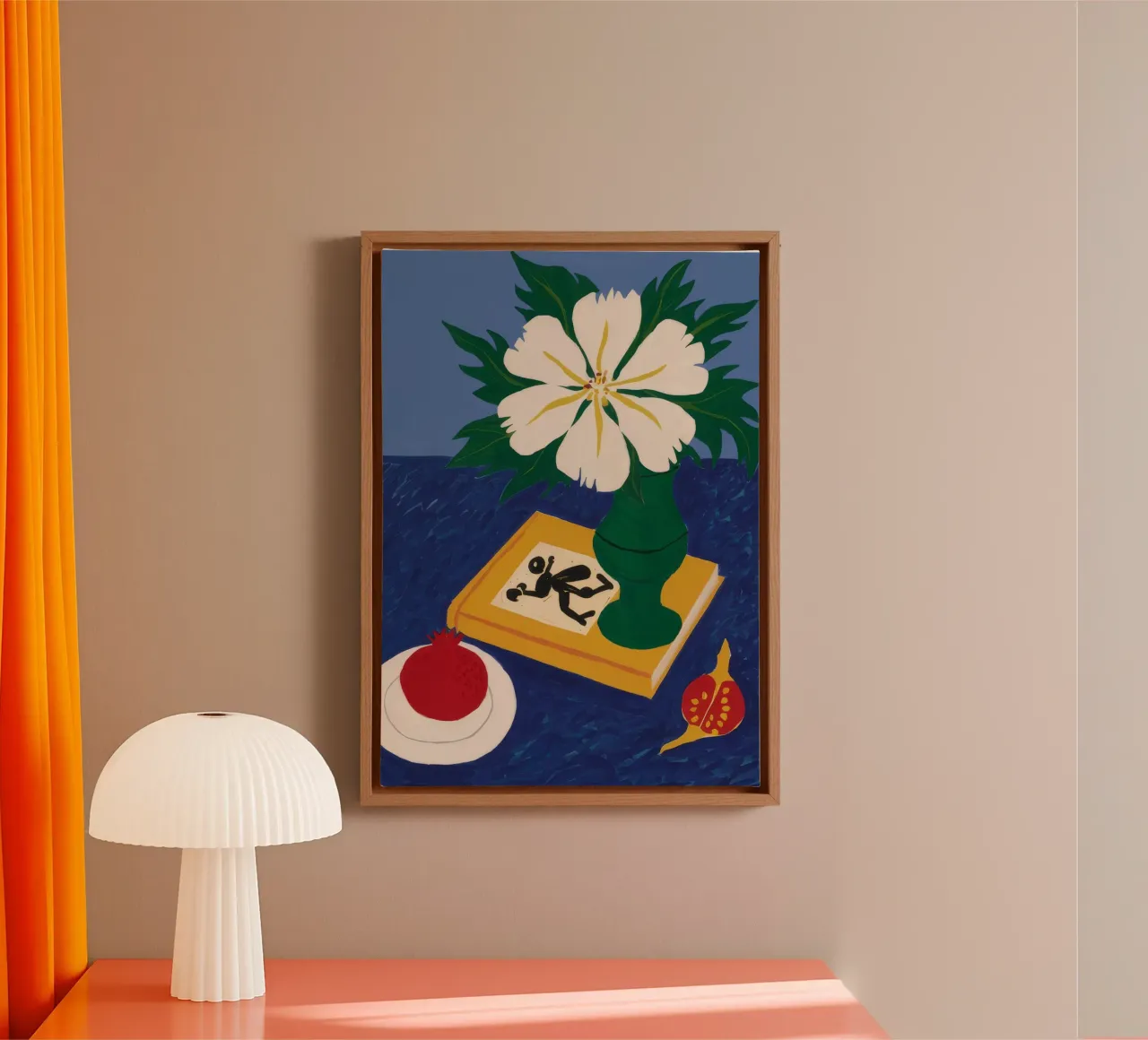 Weißer Blumenschatten Leinwand mit Schattenfugenrahmen von Muse Artworks