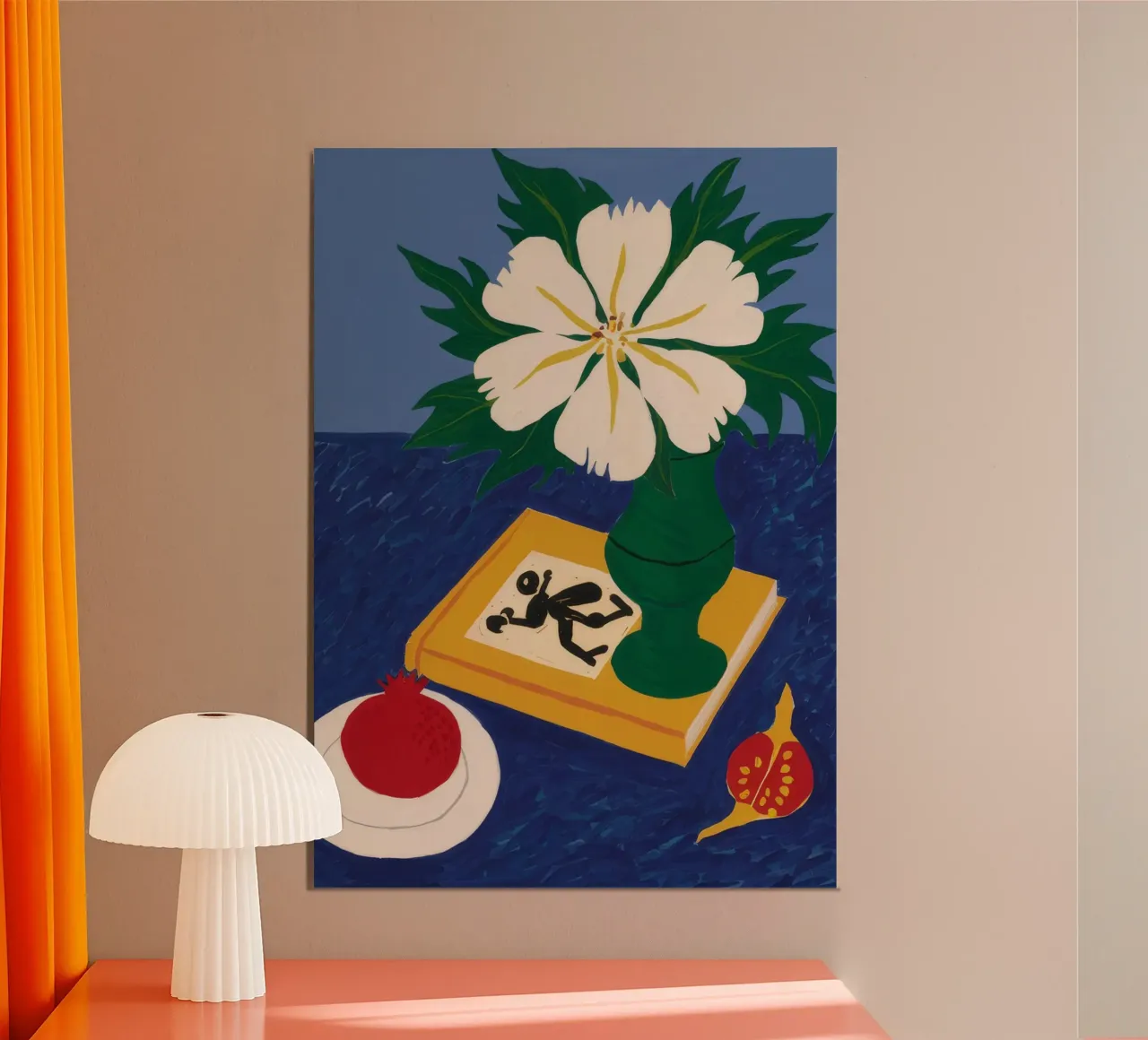 Ombra di fiori bianchi poster con telaio in plastica da Muse Artworks