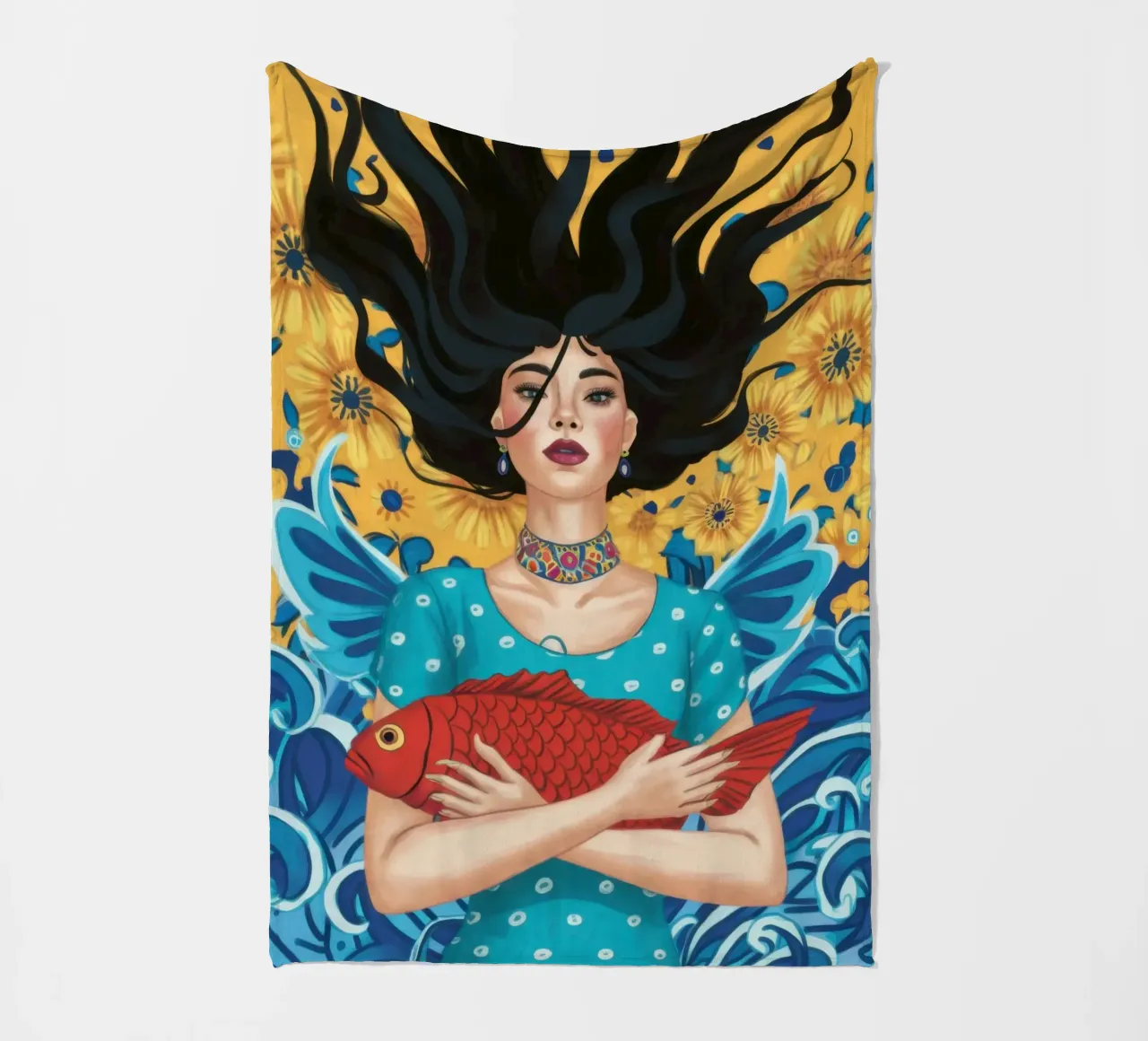 Sogno di pesce cremisi coperta in pile da Marigold Tiga