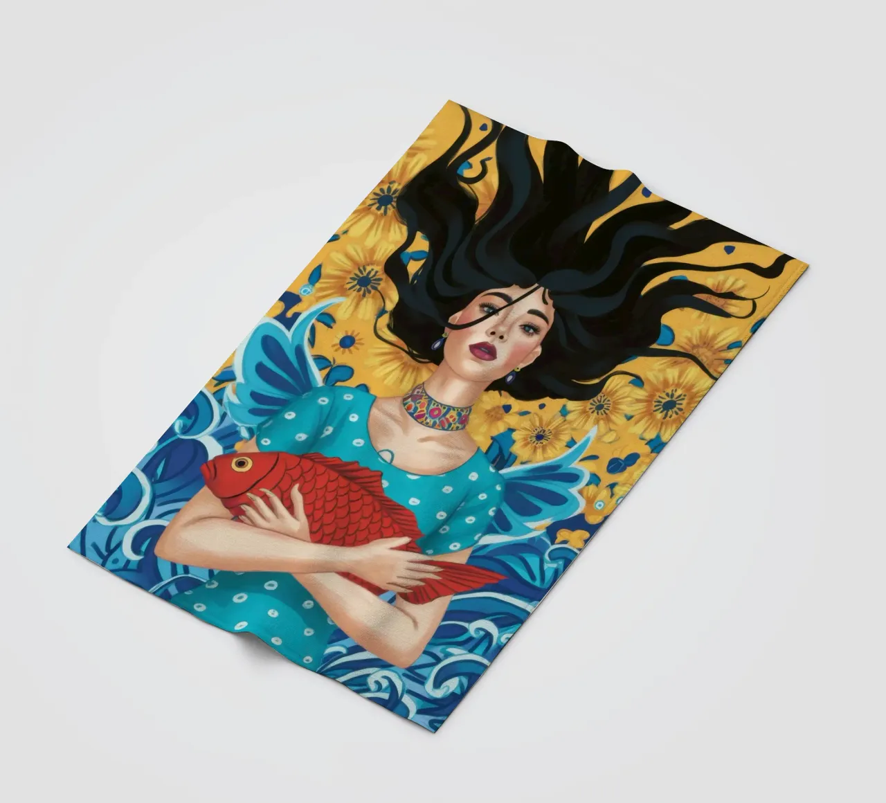 Sogno di pesce cremisi coperta in pile da Marigold Tiga