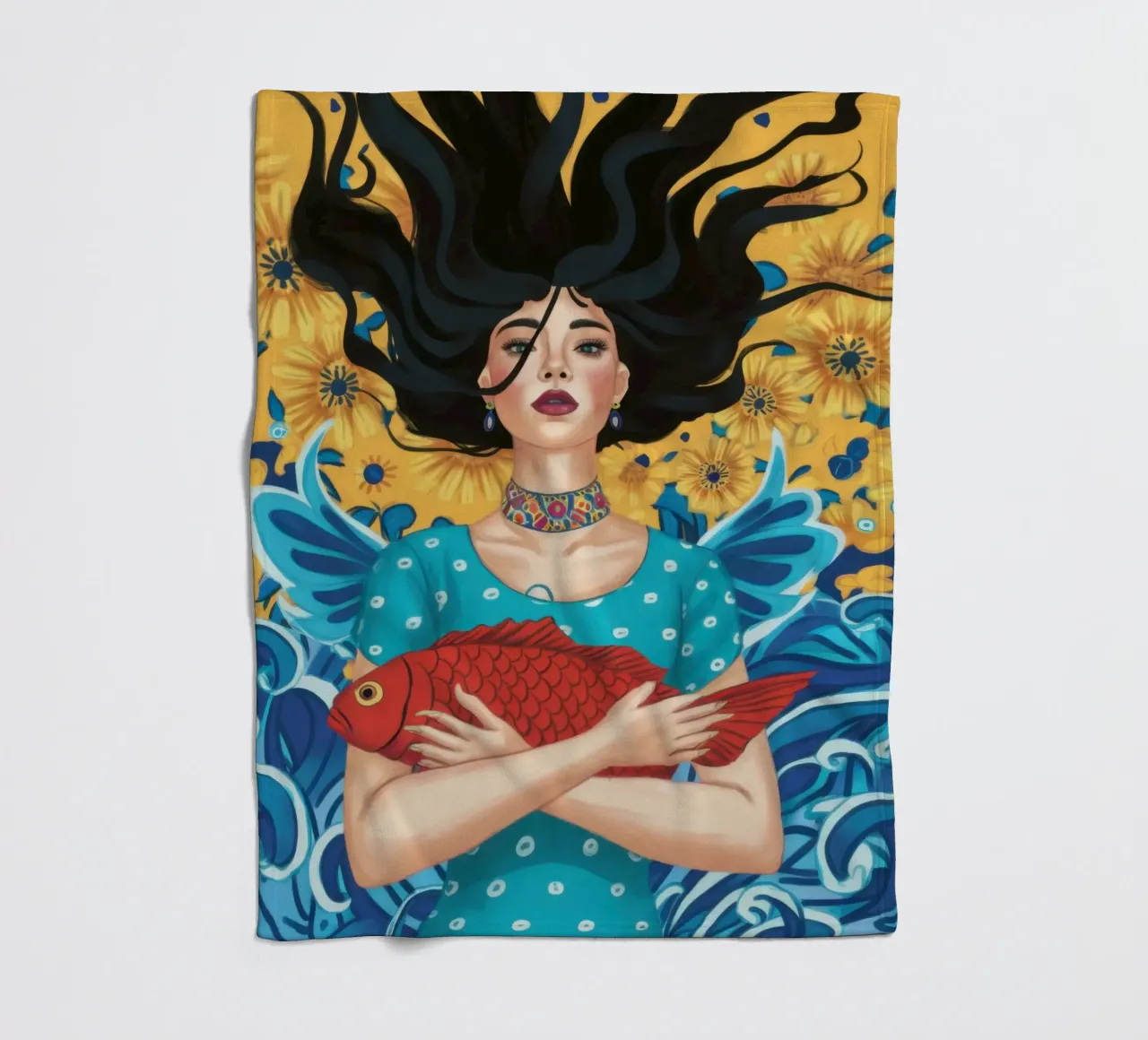 Sogno di pesce cremisi coperta in pile da Marigold Tiga