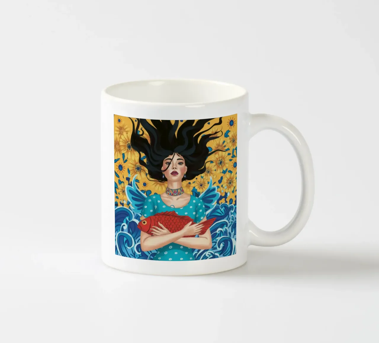 Sogno di pesce cremisi tazza in ceramica da Marigold Tiga