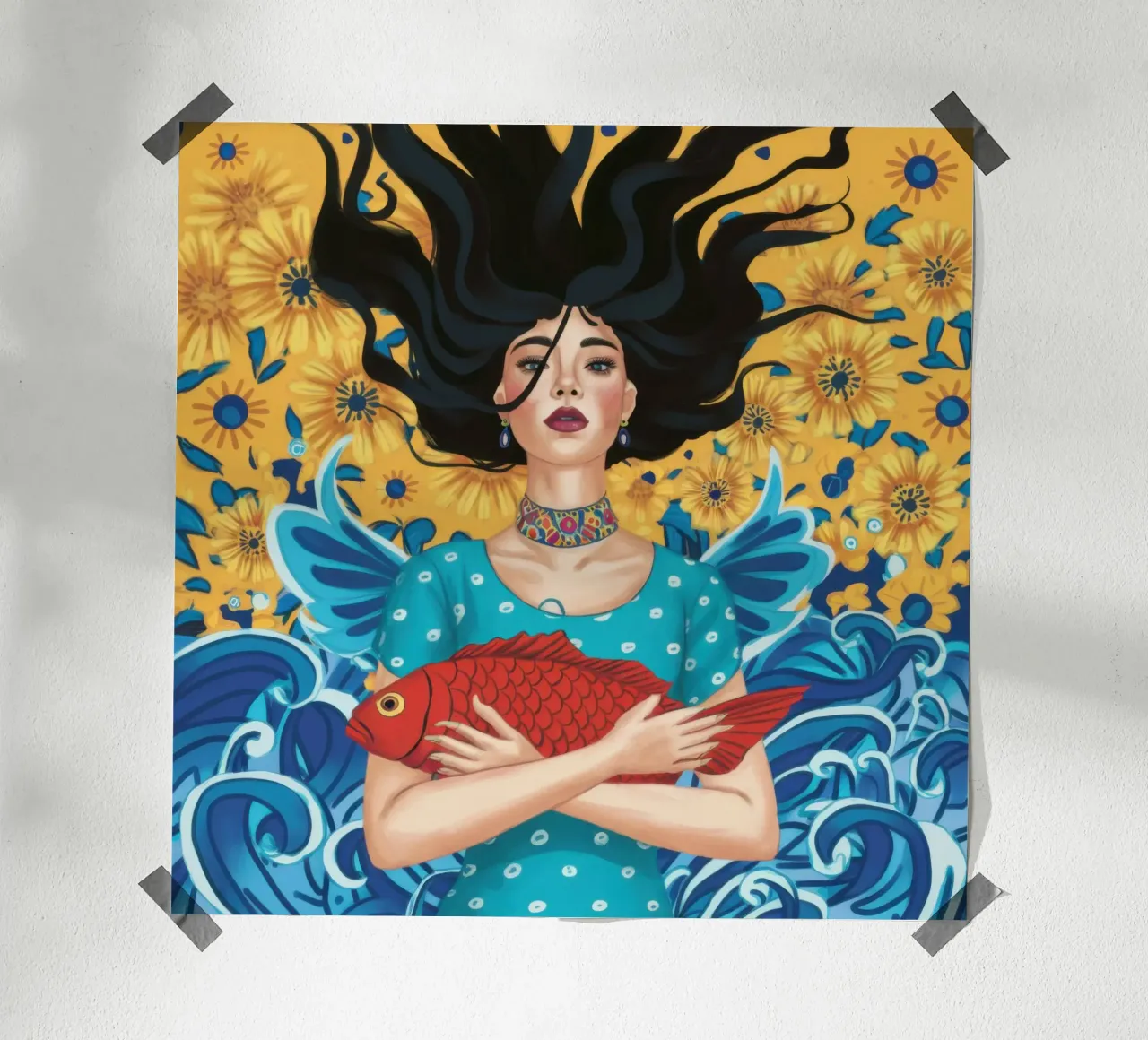 Sogno di pesce cremisi poster da Marigold Tiga