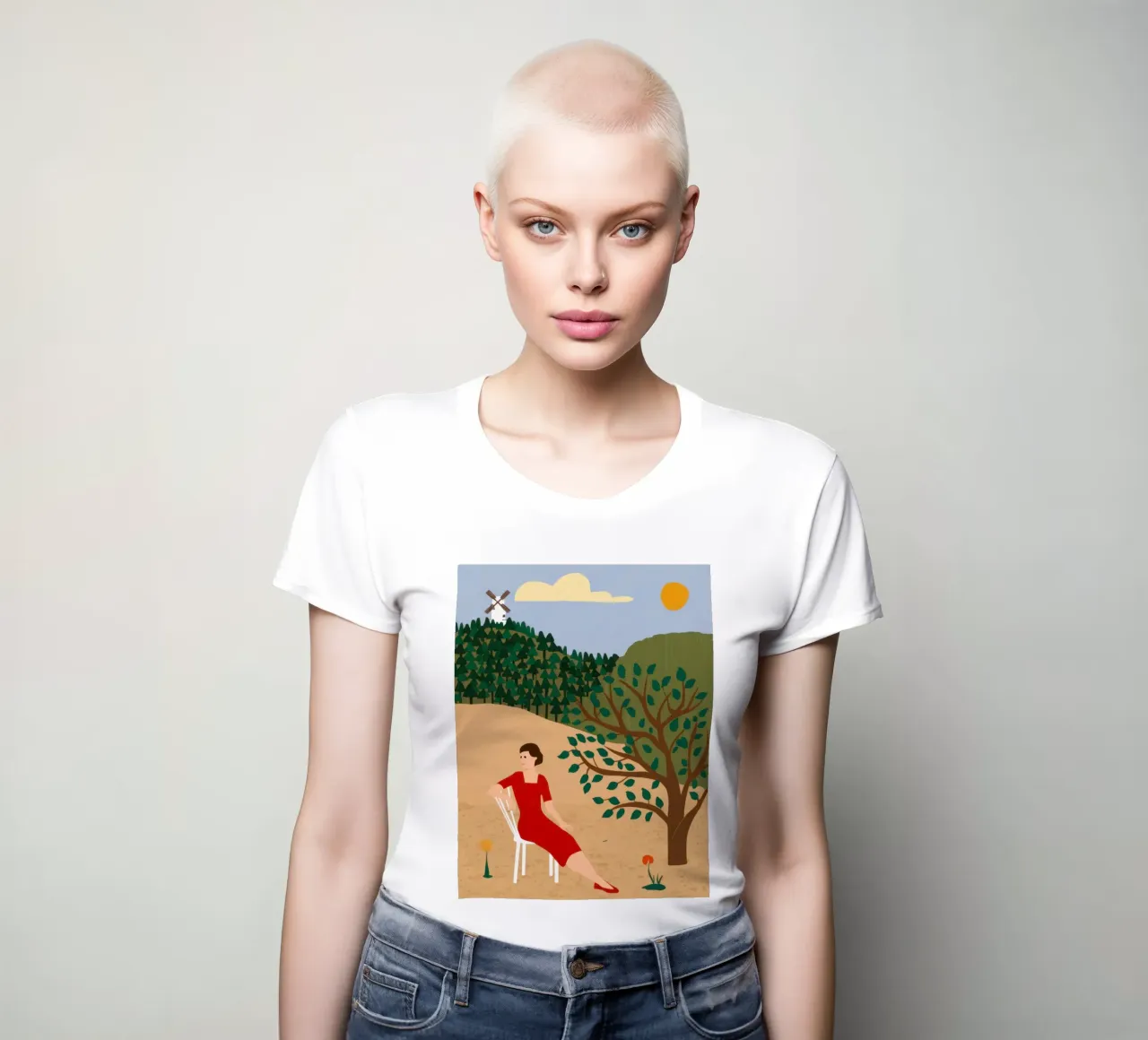 Windmill Field Repose women's fitted t-shirt by Pale Aura