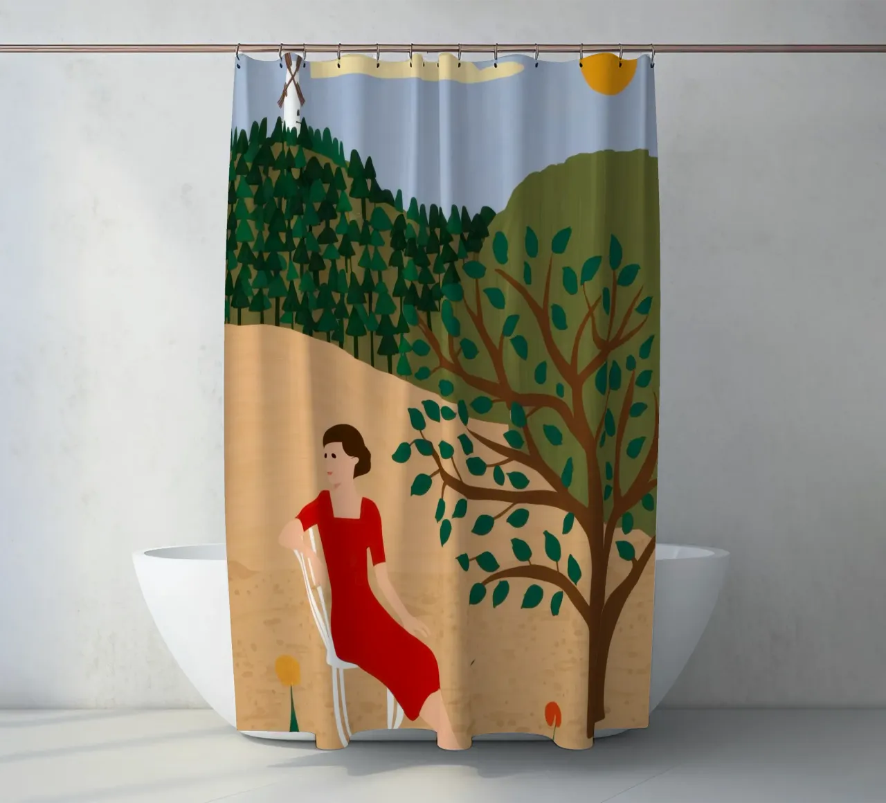 Windmill Field Repose shower curtain by Pale Aura
