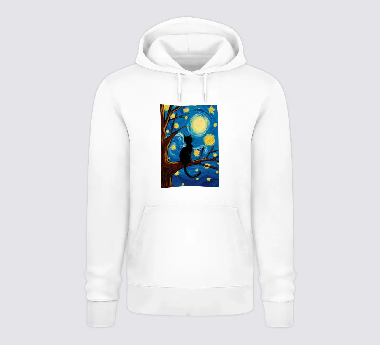 Gatto dell'albero della notte stellata felpa con cappuccio da Stone Decade