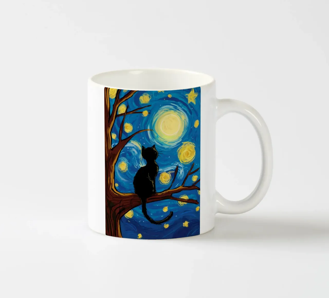 Gatto dell'albero della notte stellata tazza in ceramica da Stone Decade