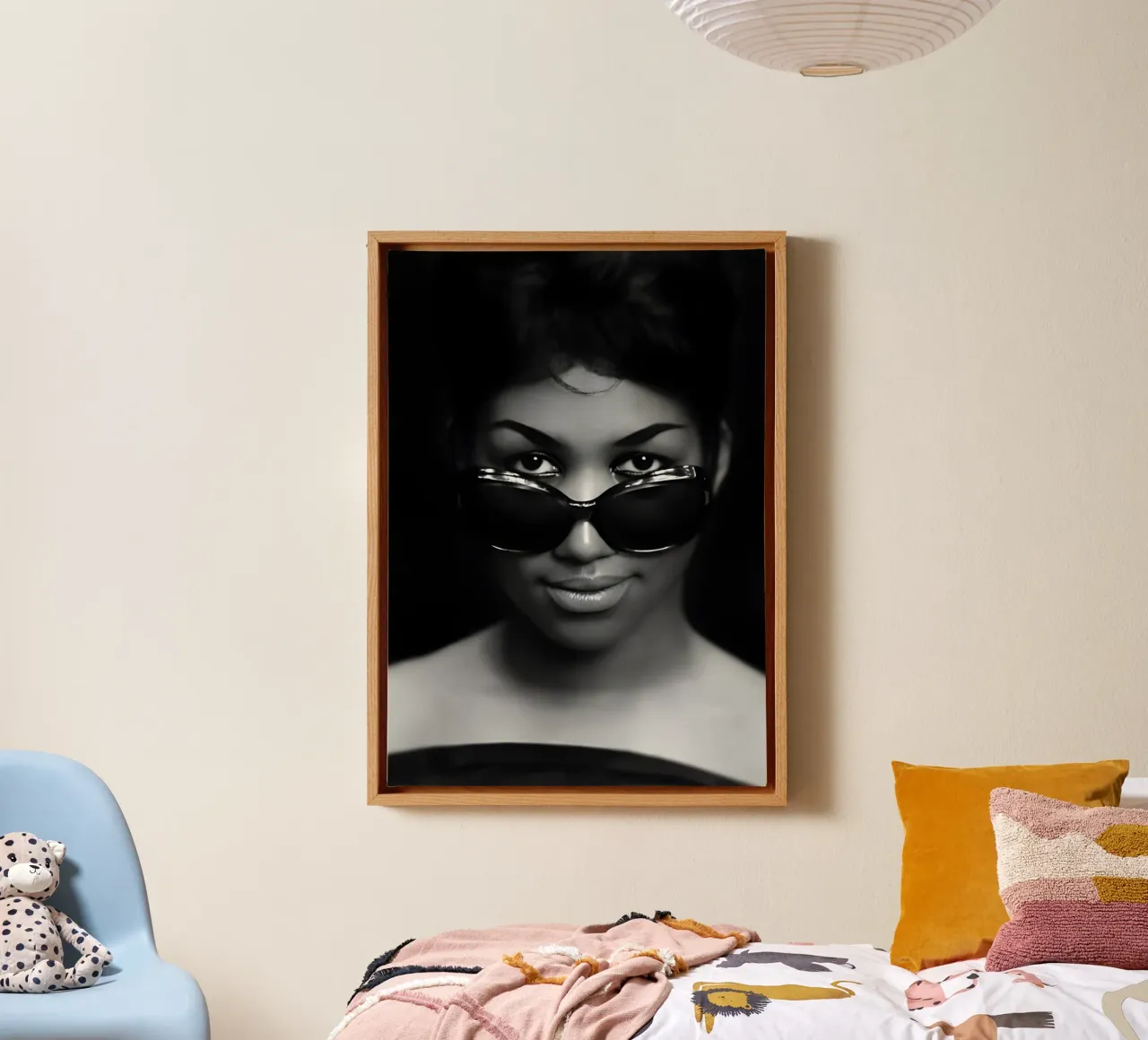 Aretha Franklin tela con Cornice a cassetta da Low poly art