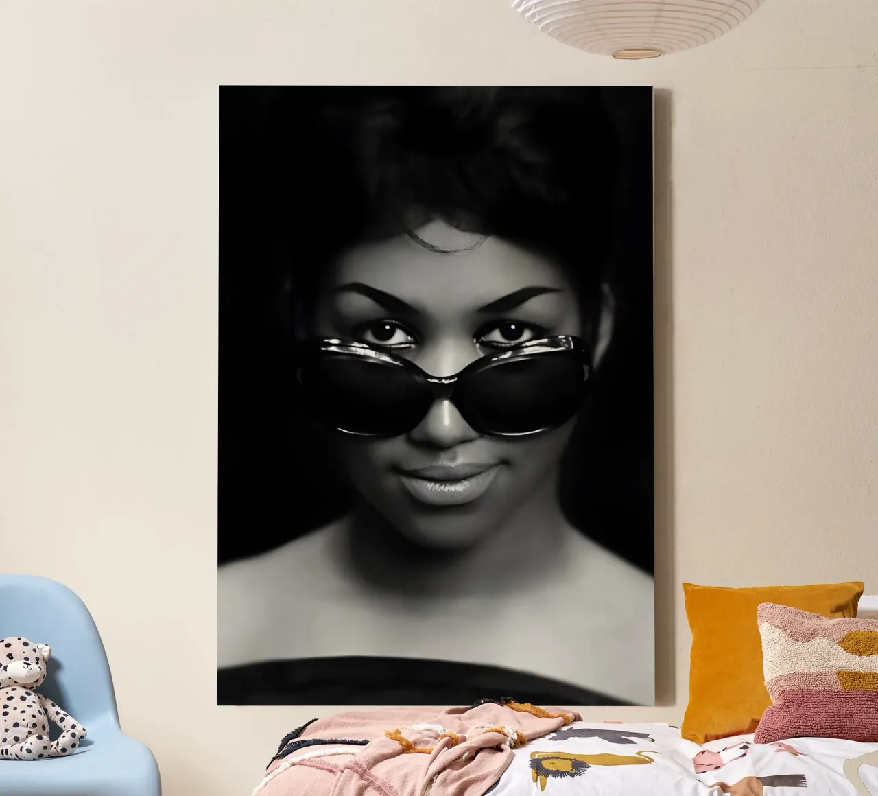 Aretha Franklin tela con Cornice a cassetta da Low poly art
