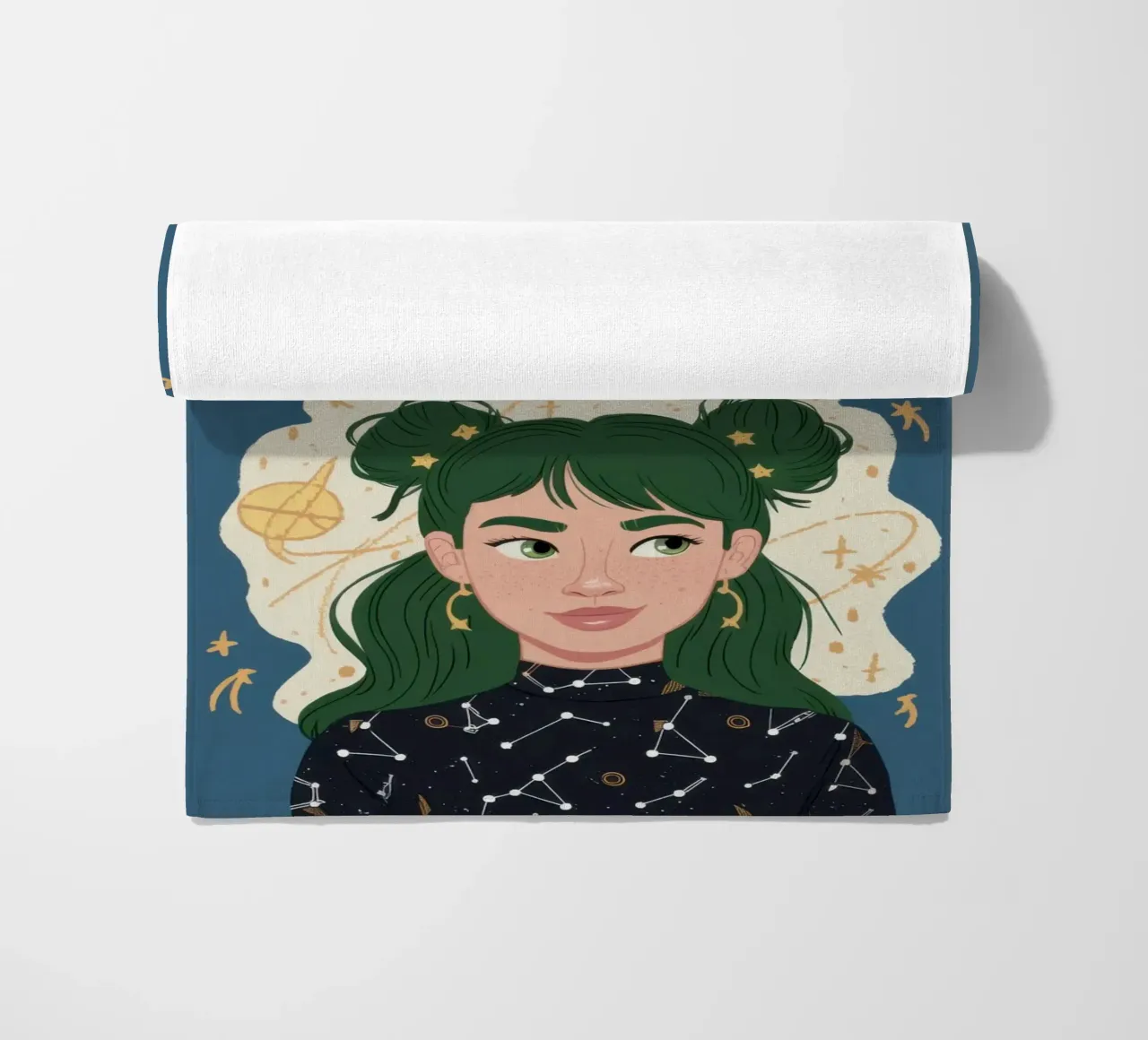 Dea dei capelli celesti telo mare da Marigold Tiga
