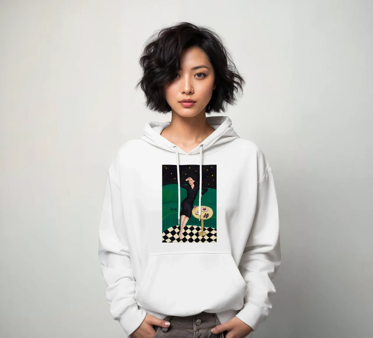 Soirée con pavimento a scacchi felpa con cappuccio da Sentinel Glow