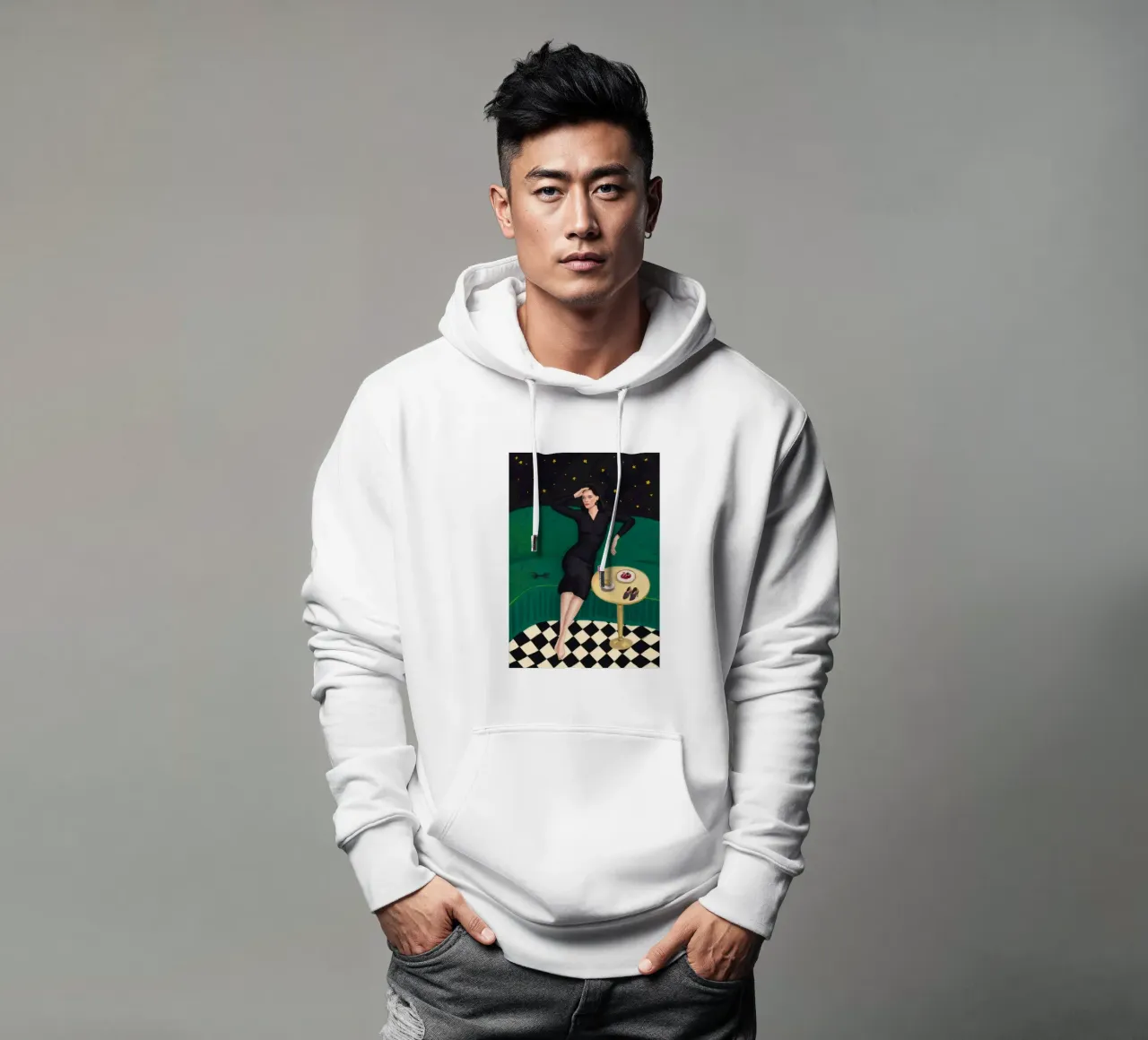 Soirée con pavimento a scacchi felpa con cappuccio da Sentinel Glow