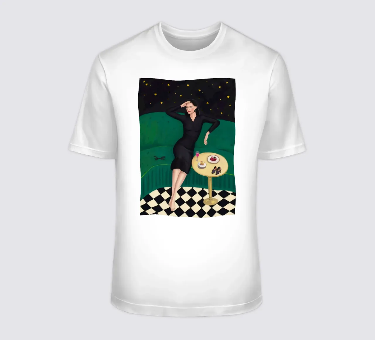 Soirée con pavimento a scacchi t-shirt da Sentinel Glow