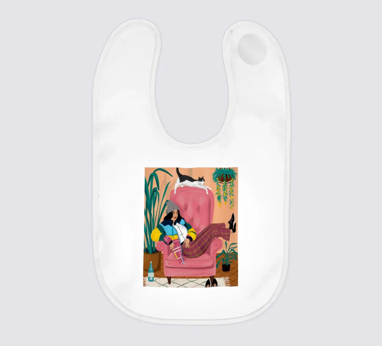 Pink Armchair Repose baby bib by Marigold Tiga
