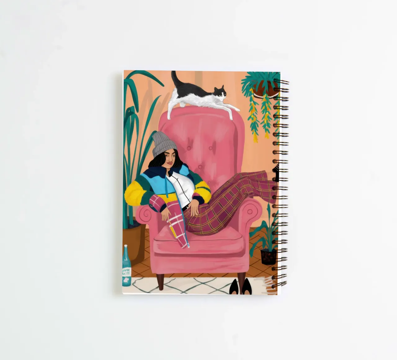 Pink Armchair Repose spiral notebook by Marigold Tiga