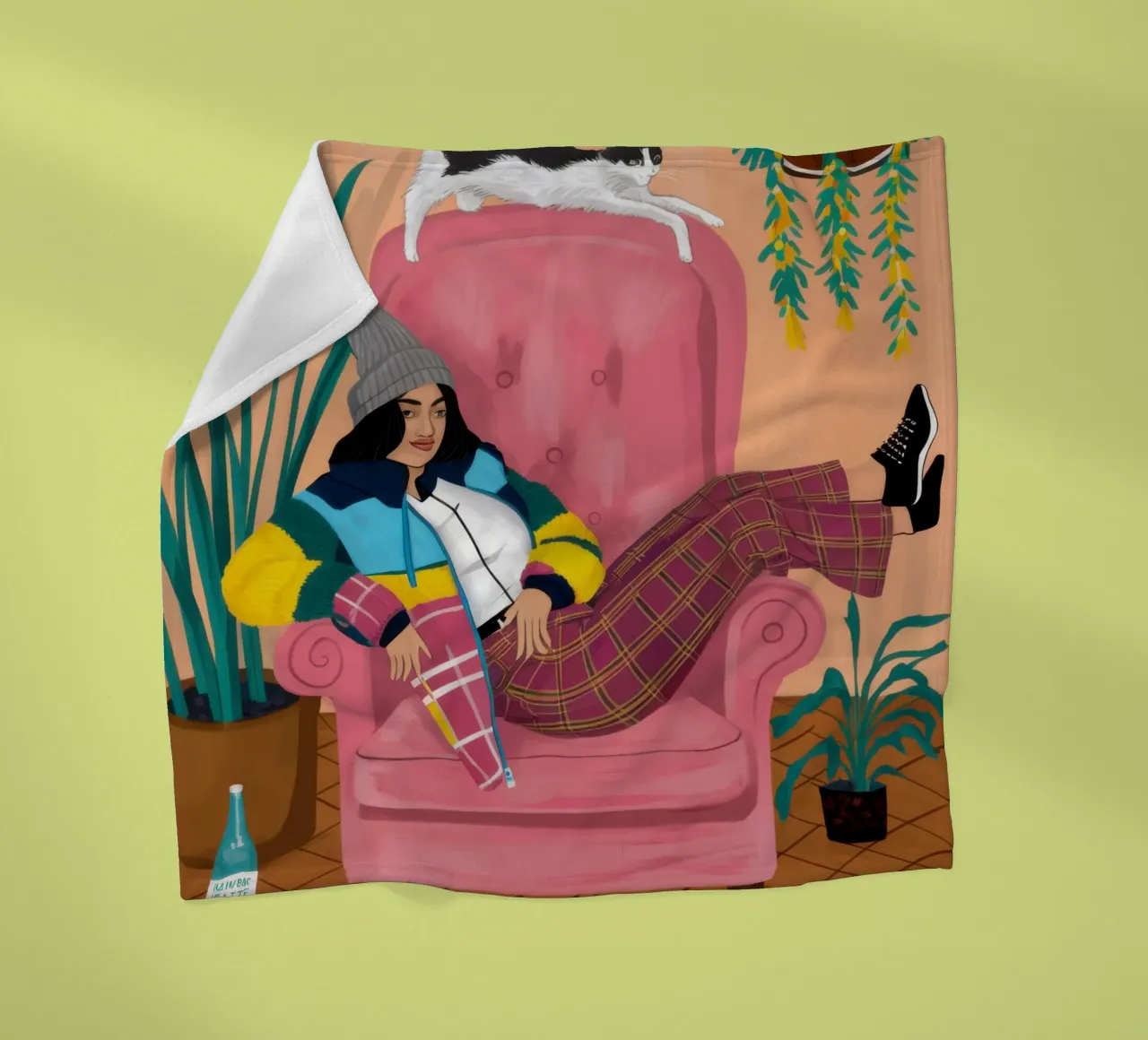 Pink Armchair Repose fleece blanket by Marigold Tiga