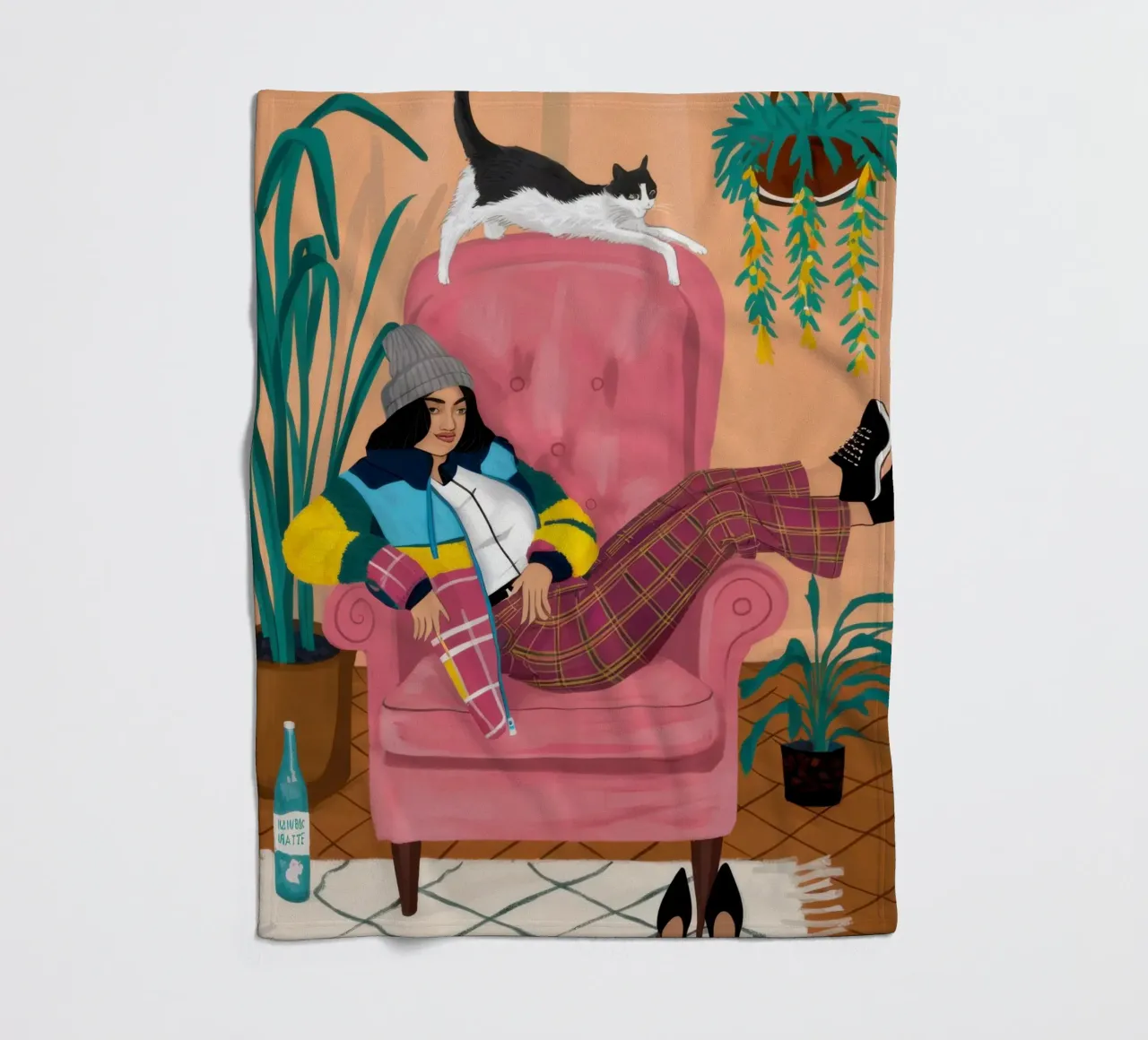 Pink Armchair Repose fleece blanket by Marigold Tiga