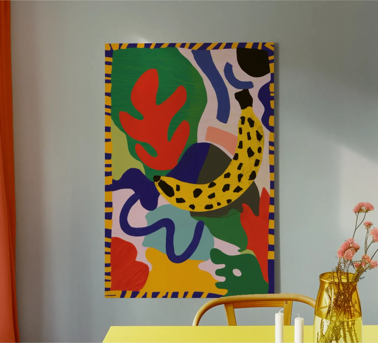 Abstract Banana Snake canvas by Marigold Tiga