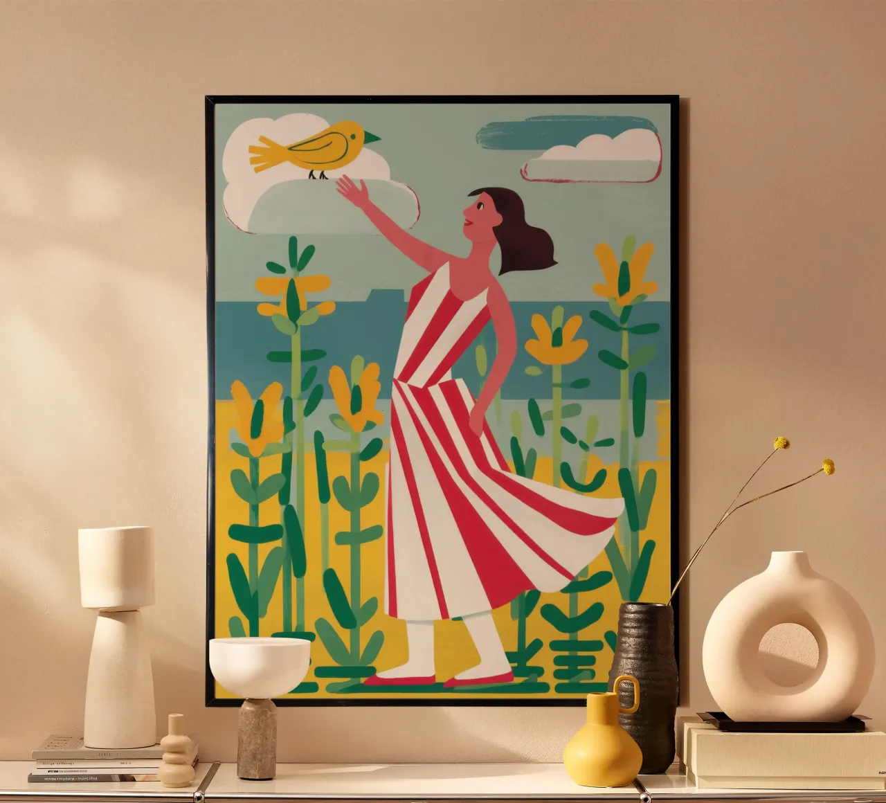 Serenata agli uccelli di girasole poster da Pale Aura