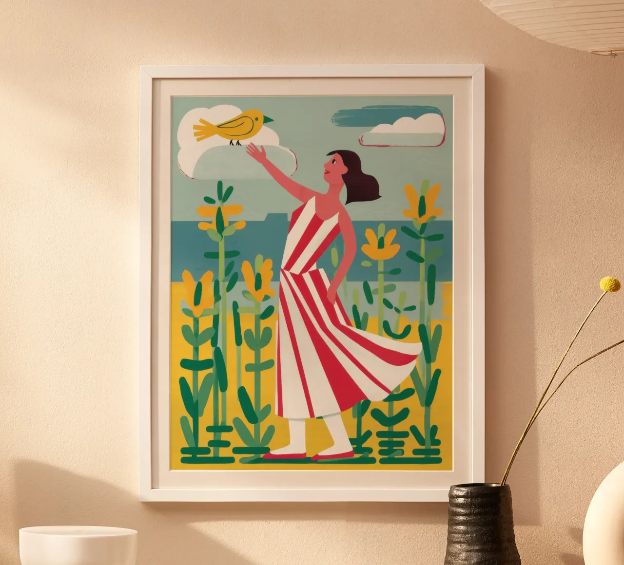Serenata agli uccelli di girasole poster da Pale Aura