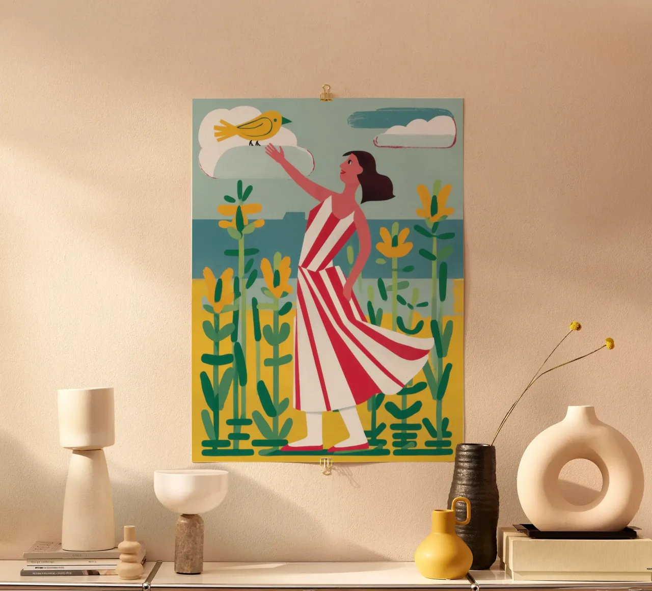 Serenata agli uccelli di girasole poster da Pale Aura