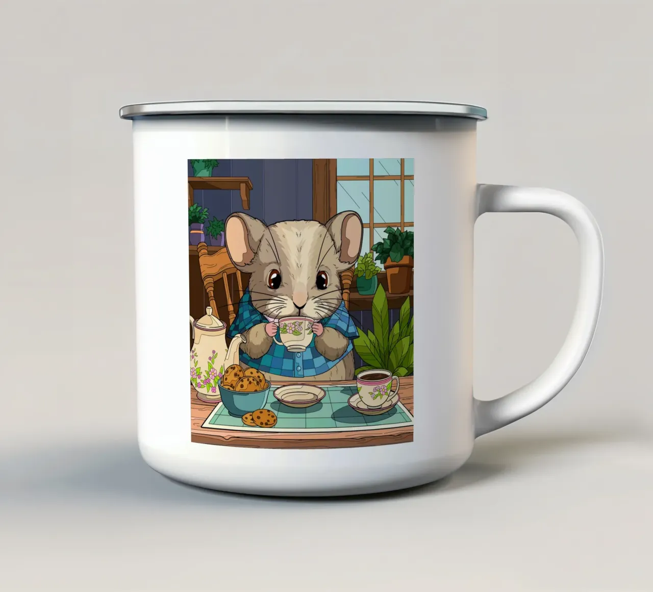 Topo dell'ora del tè tazza in smalto da Fanya Art