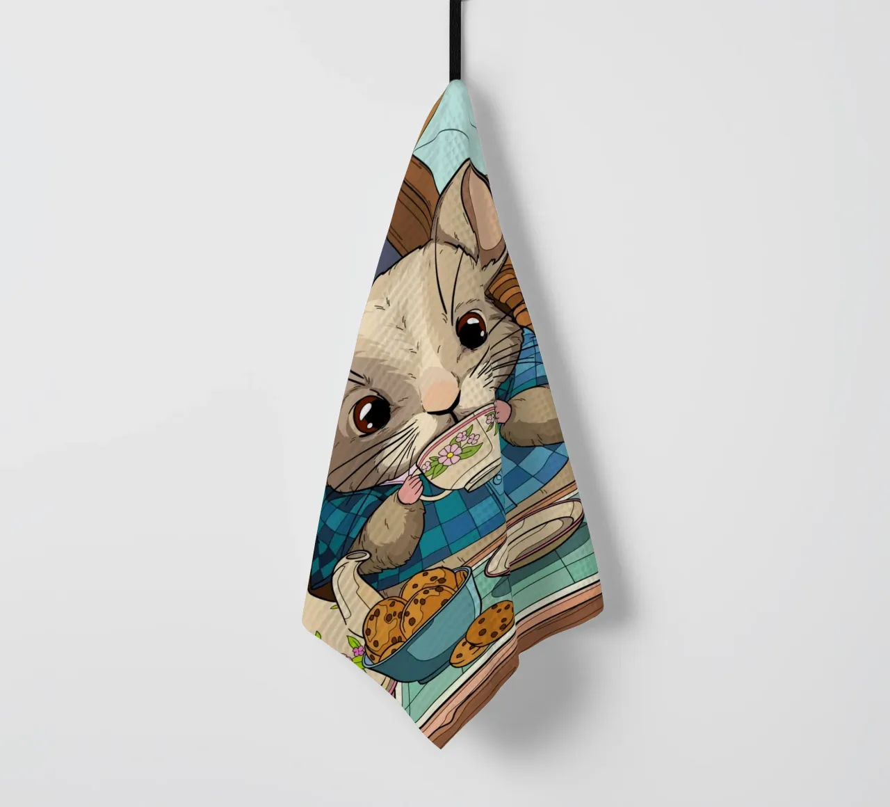 Souris de l'heure du thé torchon de Fanya Art