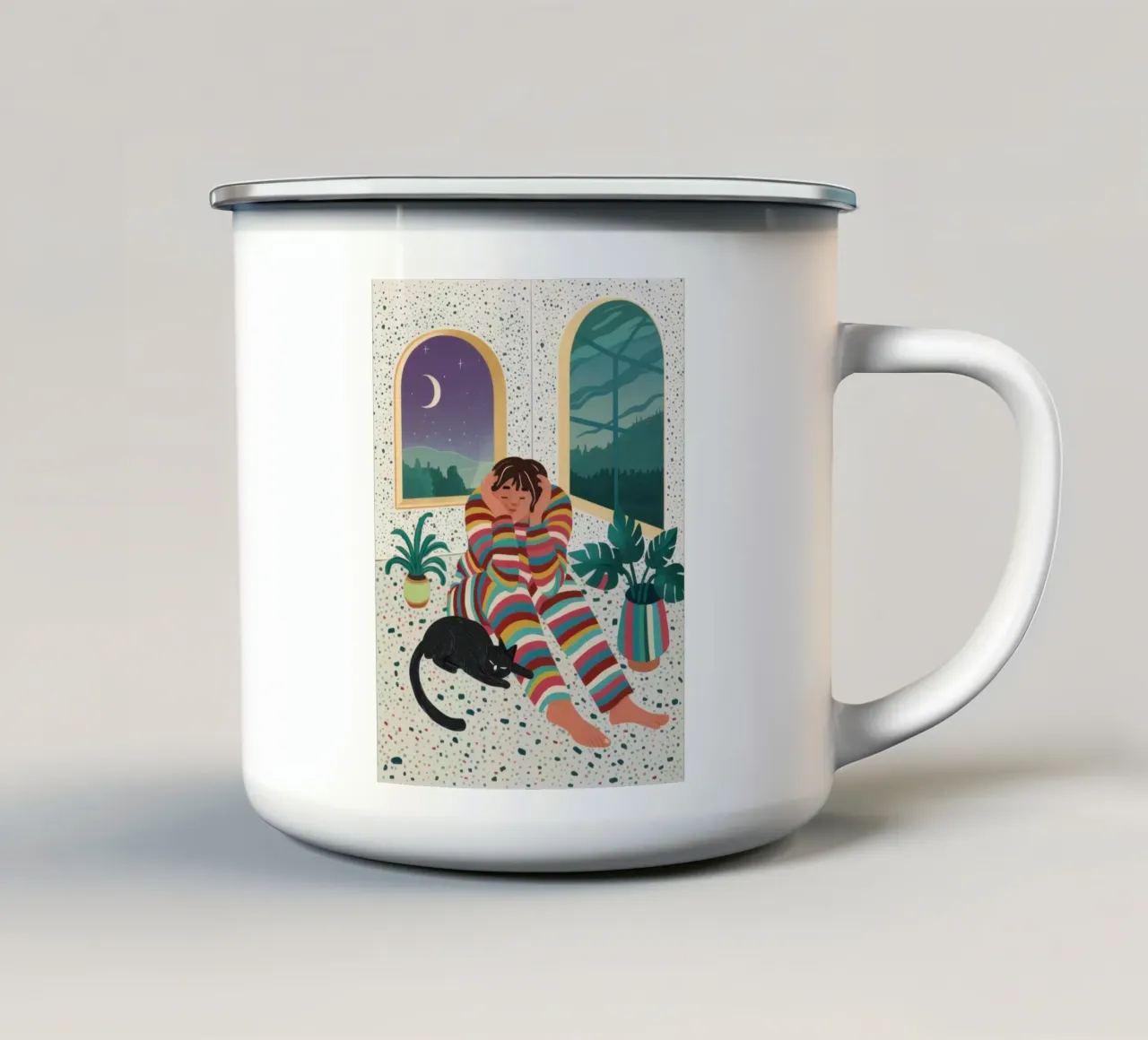 Arco del gatto tigrato tazza in smalto da Pale Aura