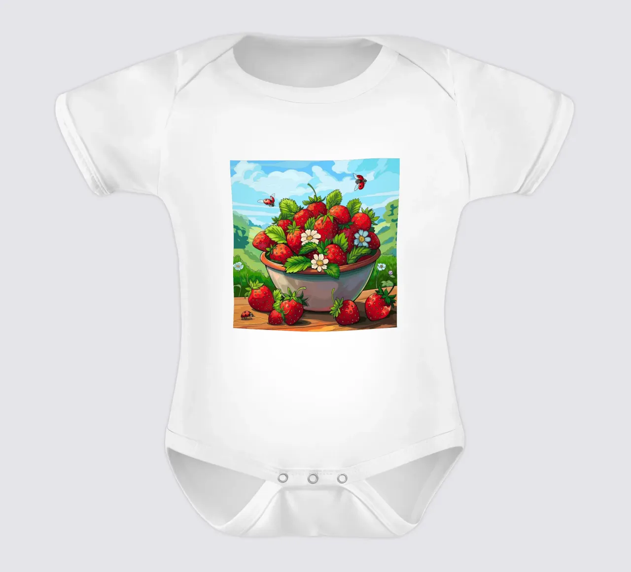Raccolta di fragole body neonato maniche corte da Fanya Art