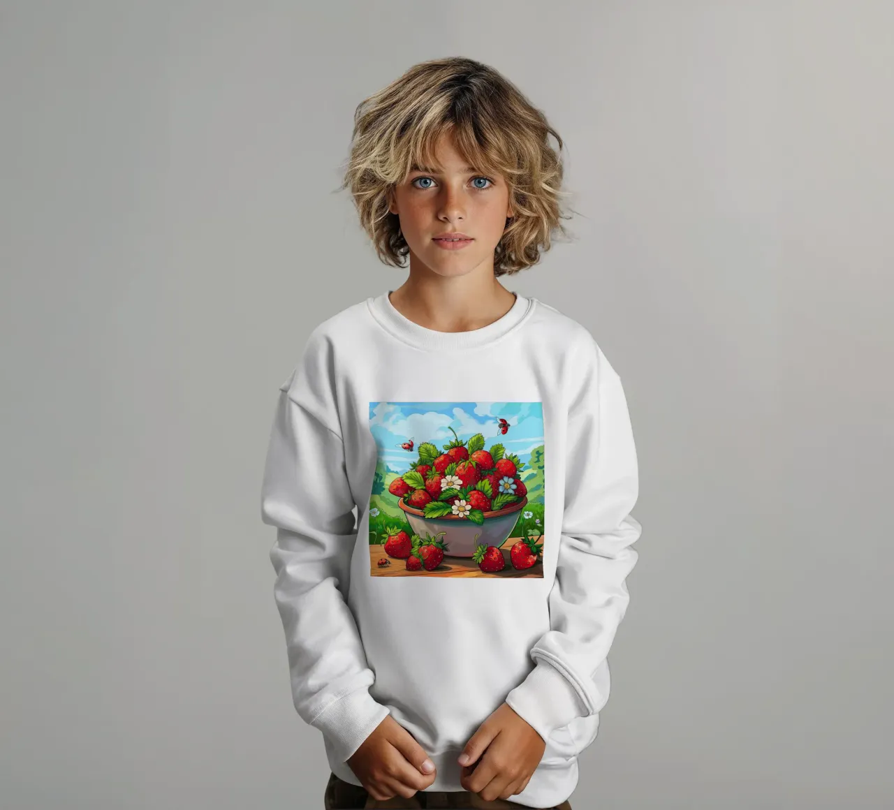 Raccolta di fragole felpa bambino da Fanya Art