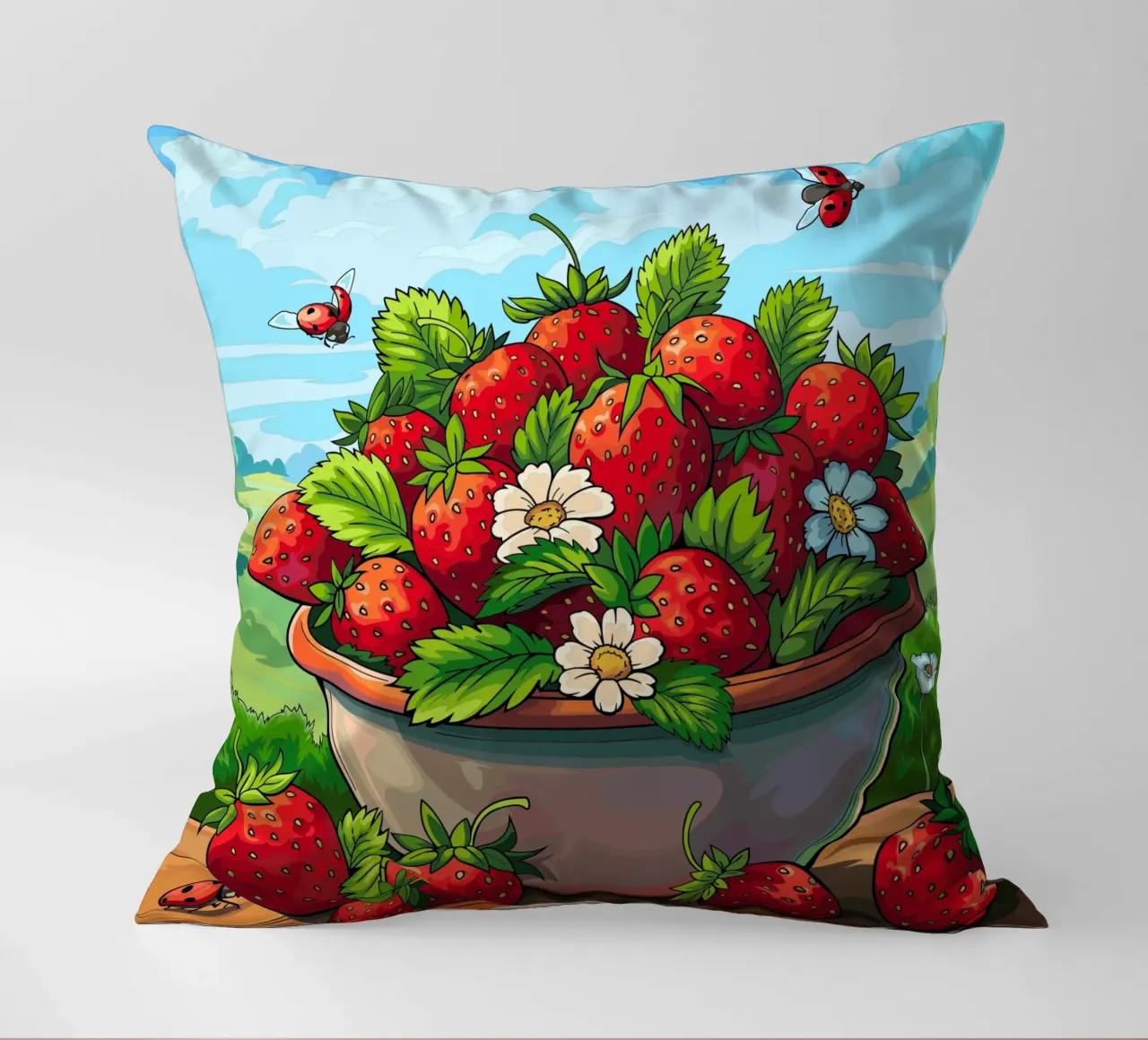 Raccolta di fragole cuscino da Fanya Art
