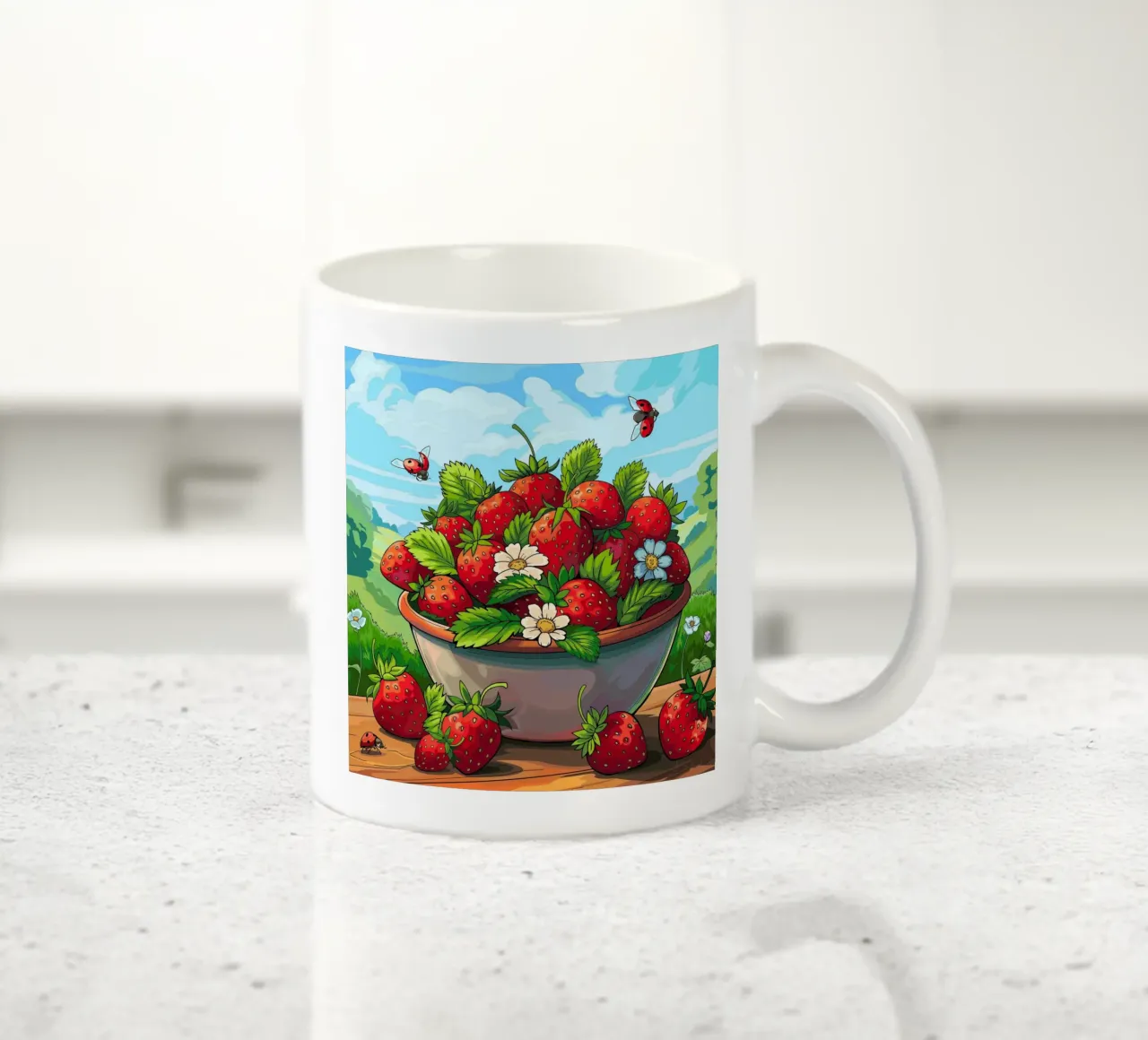 Raccolta di fragole tazza in ceramica da Fanya Art