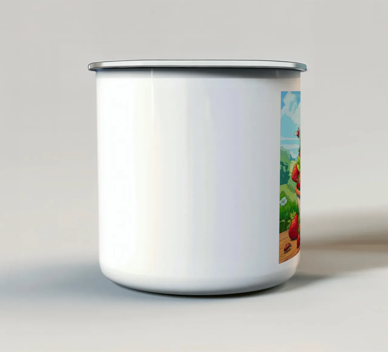 Raccolta di fragole tazza in smalto da Fanya Art