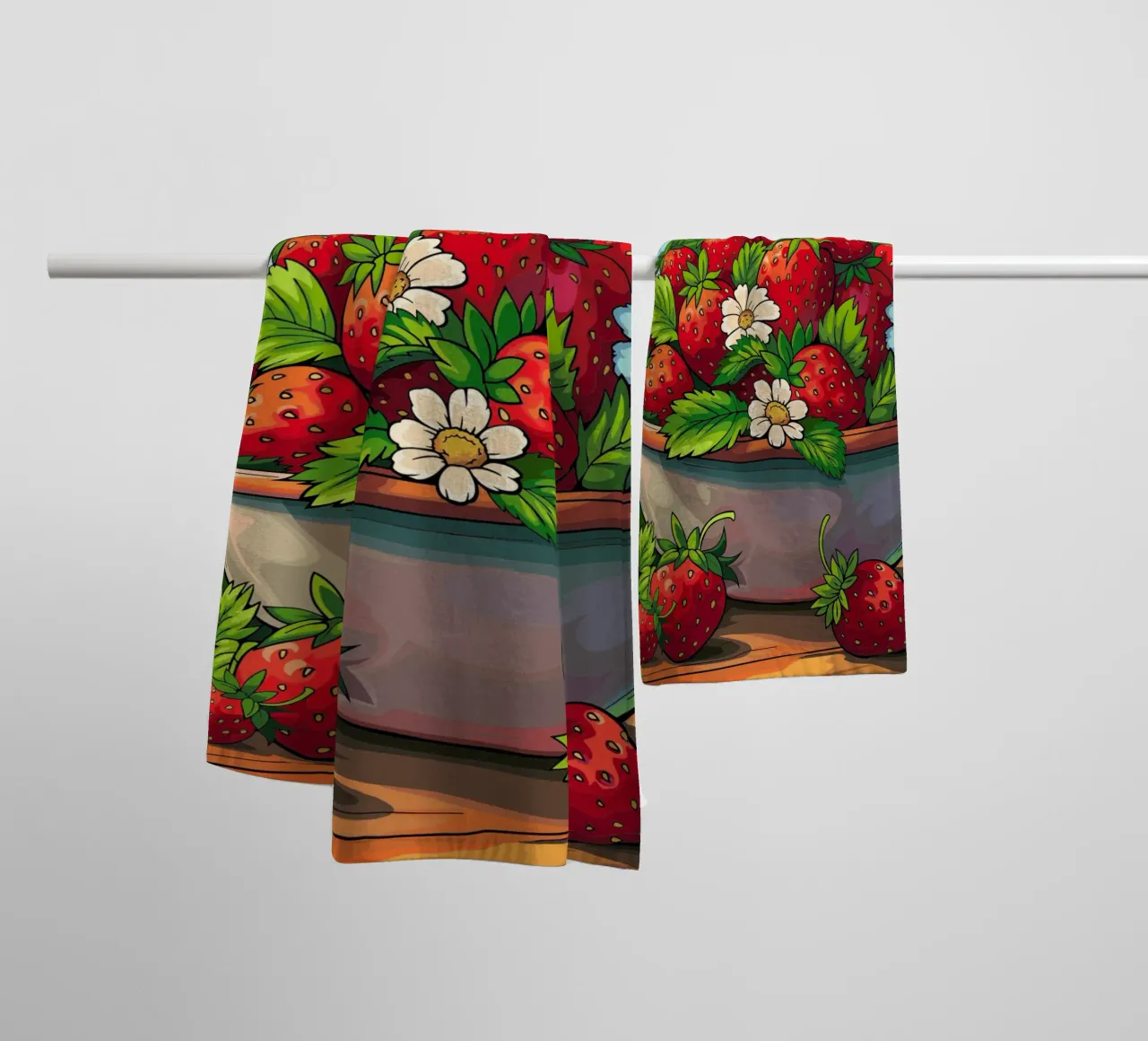 Raccolta di fragole asciugamano da bagno da Fanya Art