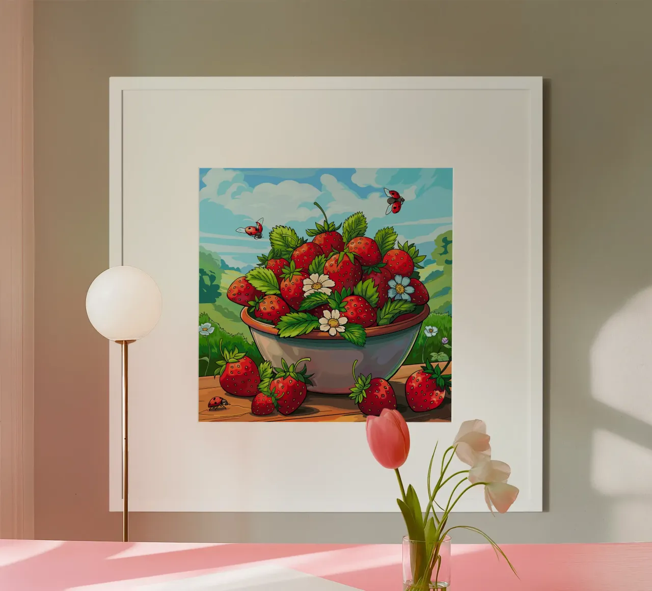 Raccolta di fragole poster da Fanya Art