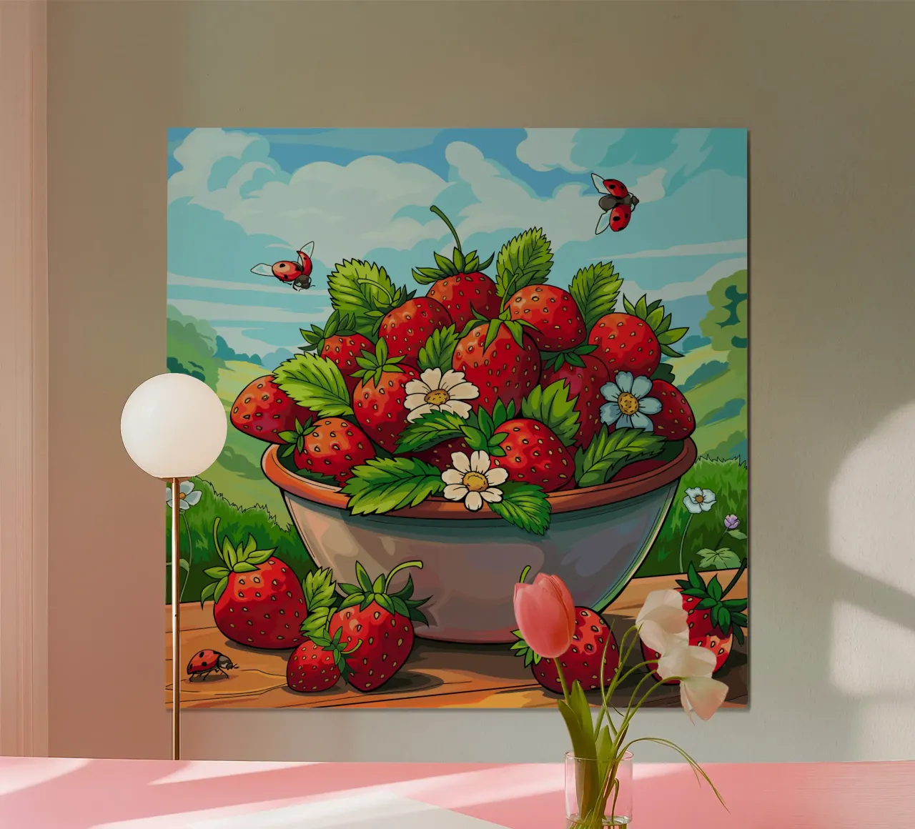 Raccolta di fragole poster da Fanya Art