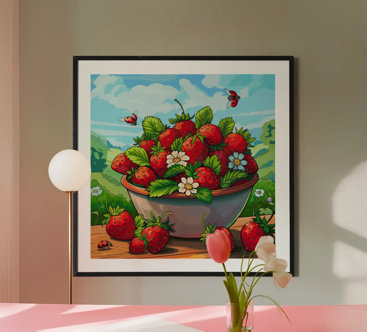 Raccolta di fragole poster da Fanya Art