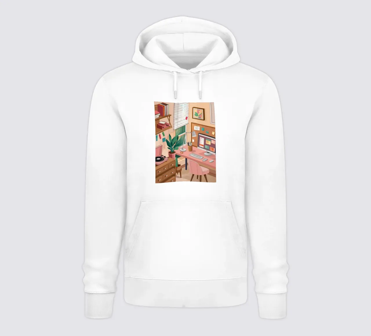 Pink Desk Workspace hoodie by Marigold Tiga