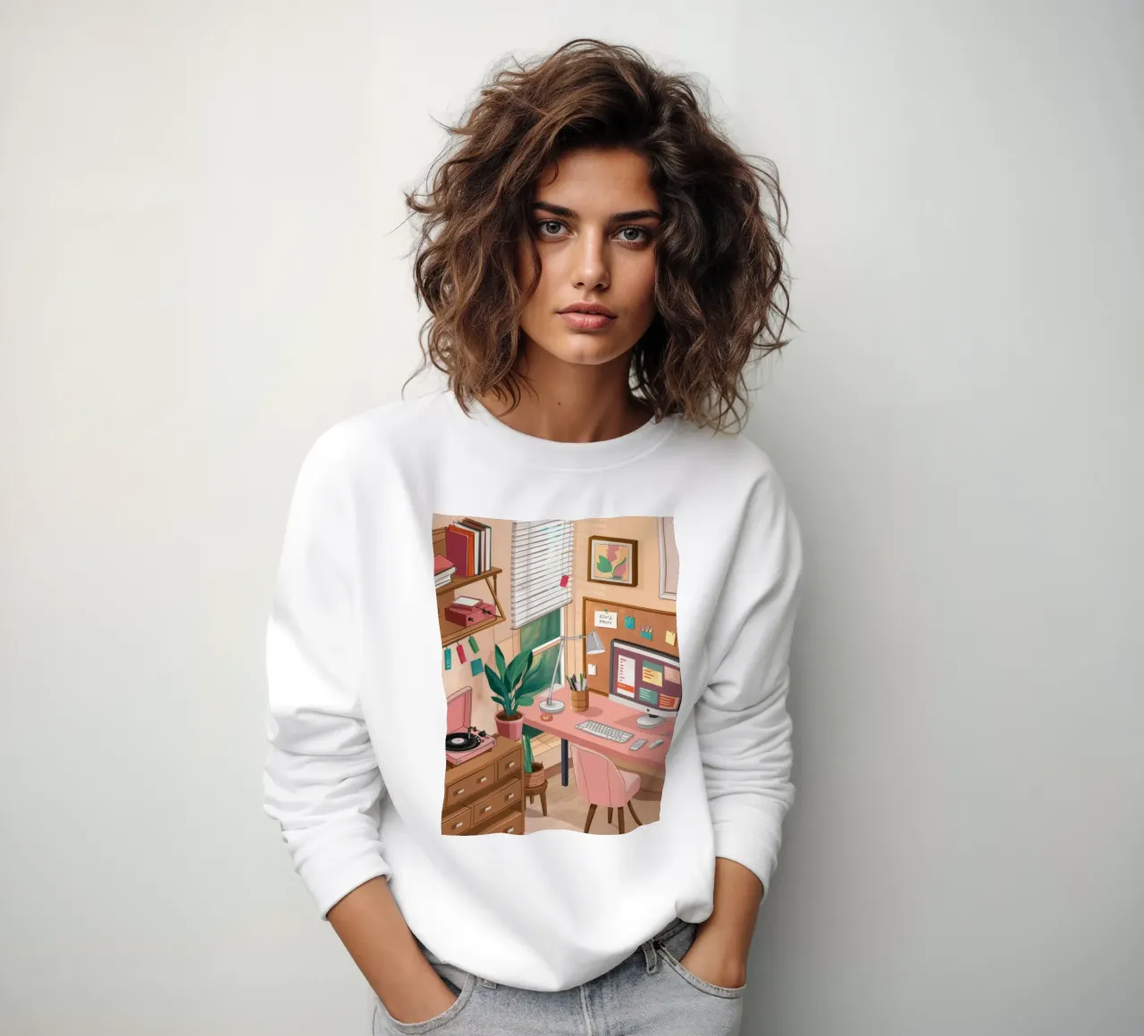 Rosa Schreibtisch Arbeitsbereich Sweatshirt von Marigold Tiga