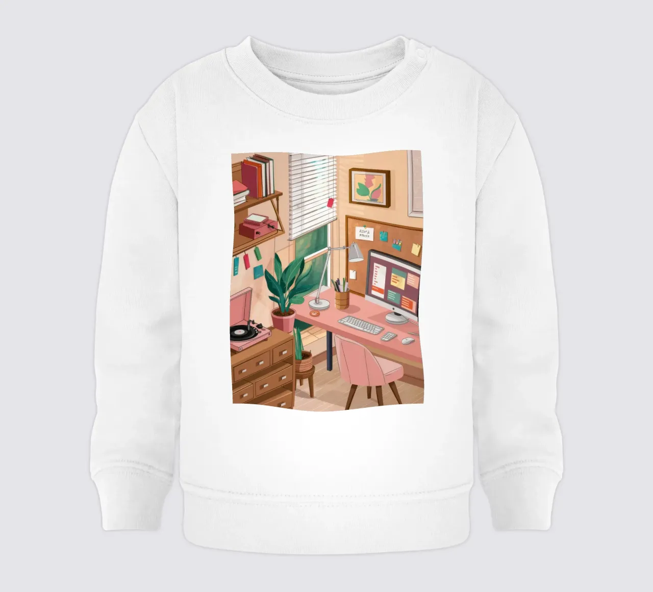 Pink Desk Workspace baby sweatshirt by Marigold Tiga