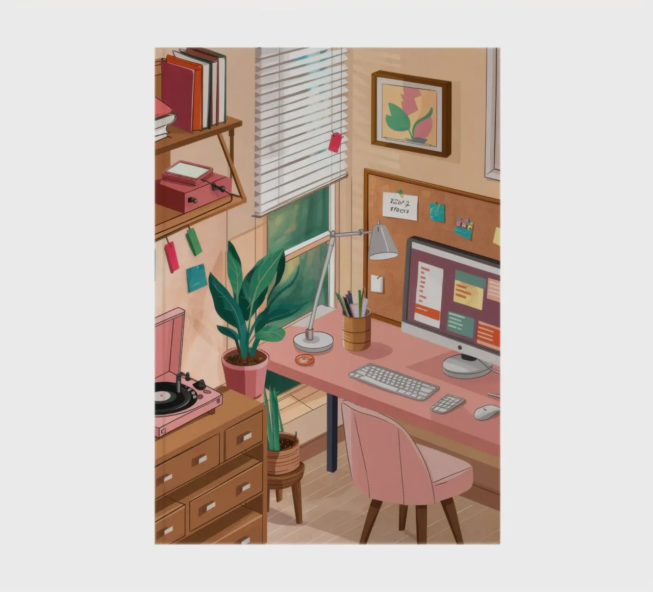 Pink Desk Workspace notebook by Marigold Tiga