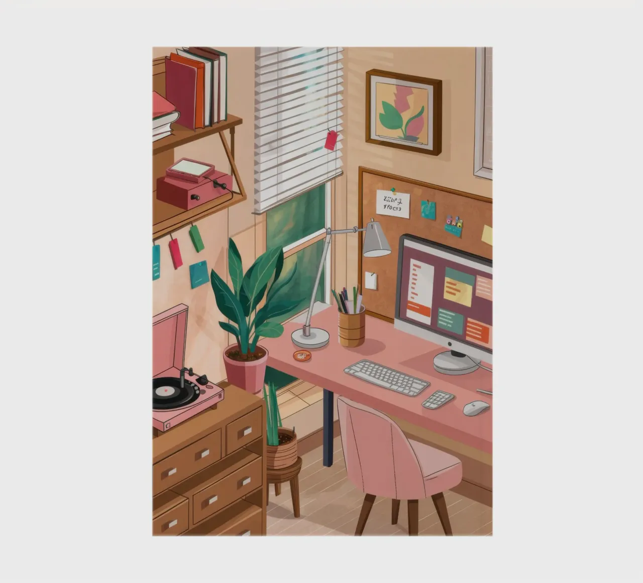 Pink Desk Workspace notebook by Marigold Tiga