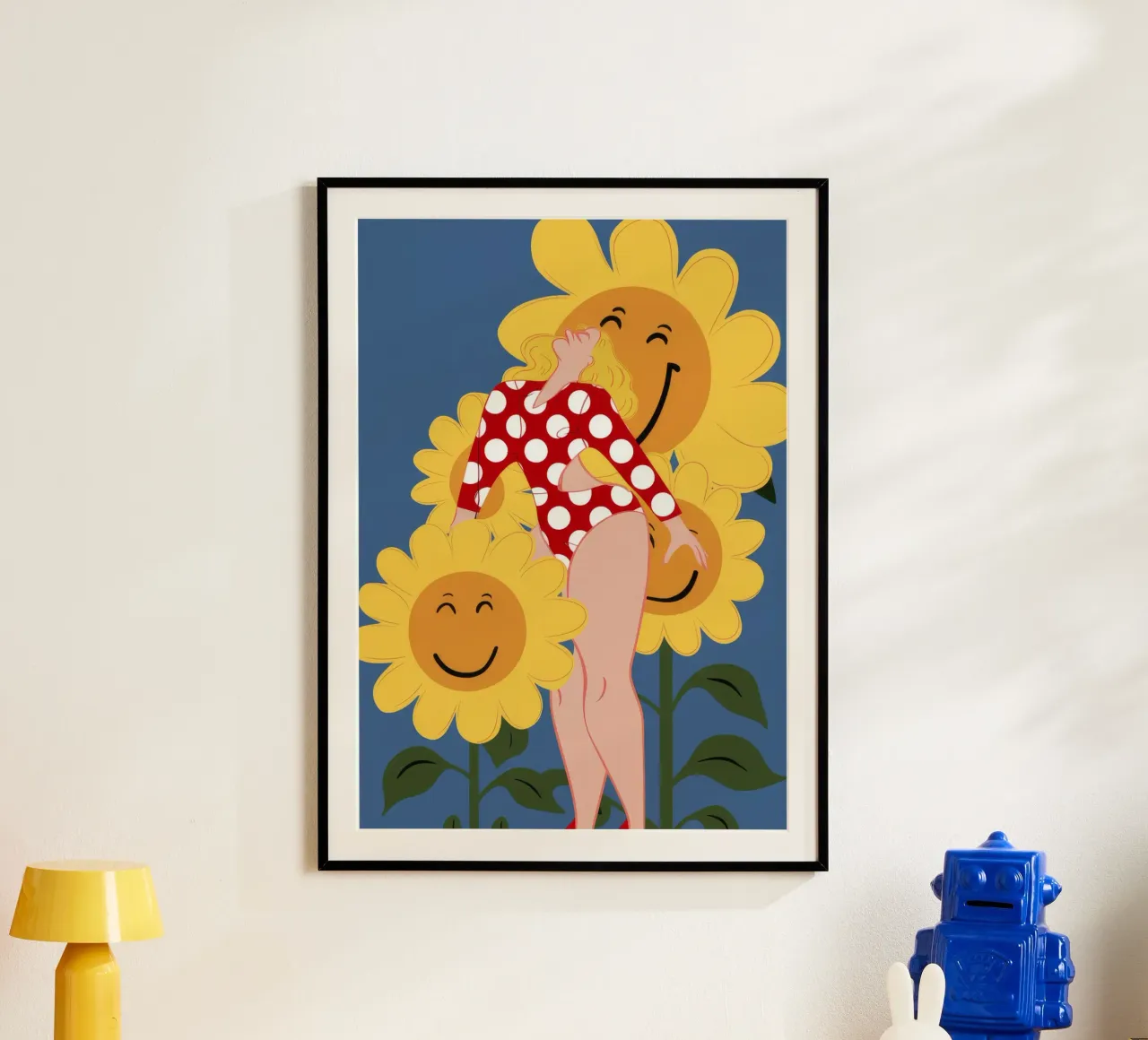 Signora dei girasoli poster con telaio in plastica da Stone Decade