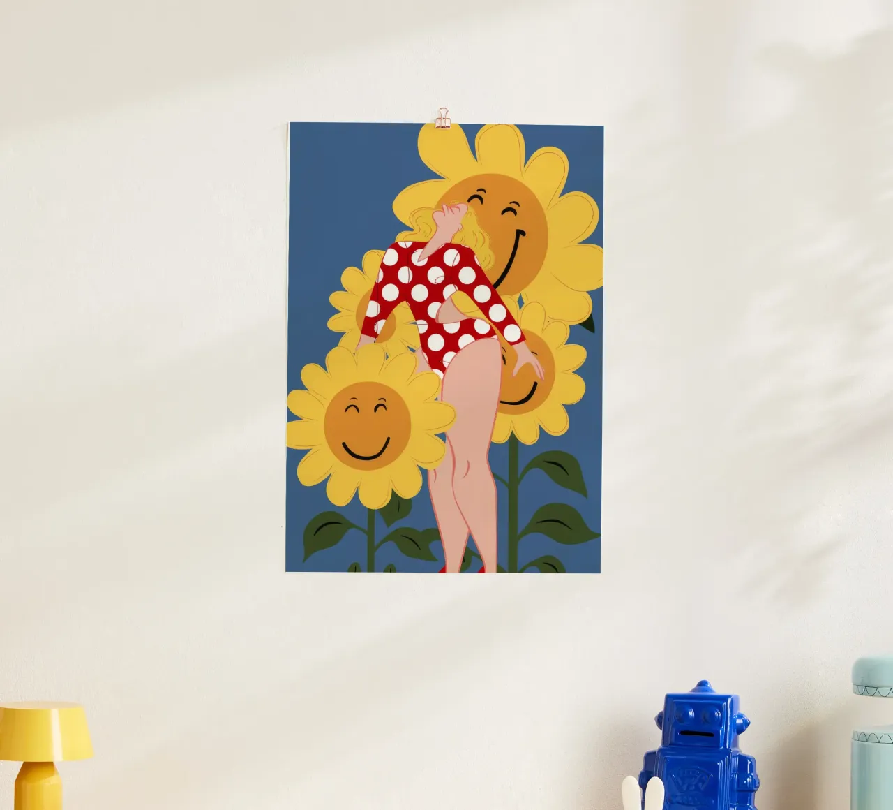 Signora dei girasoli poster con telaio in plastica da Stone Decade