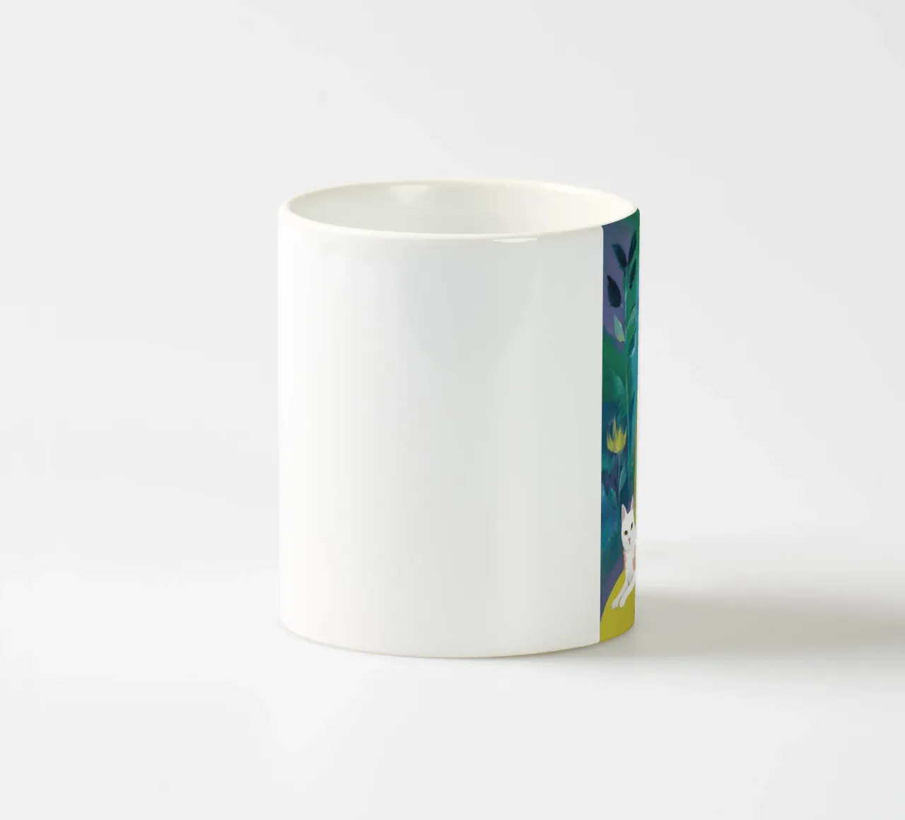 Abito giallo Gatto bianco tazza in ceramica da Marigold Tiga