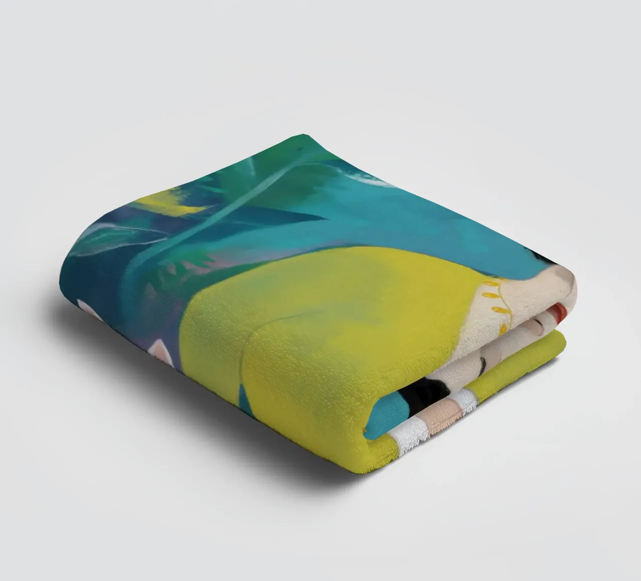 Robe jaune Chat blanc serviette de bain de Marigold Tiga