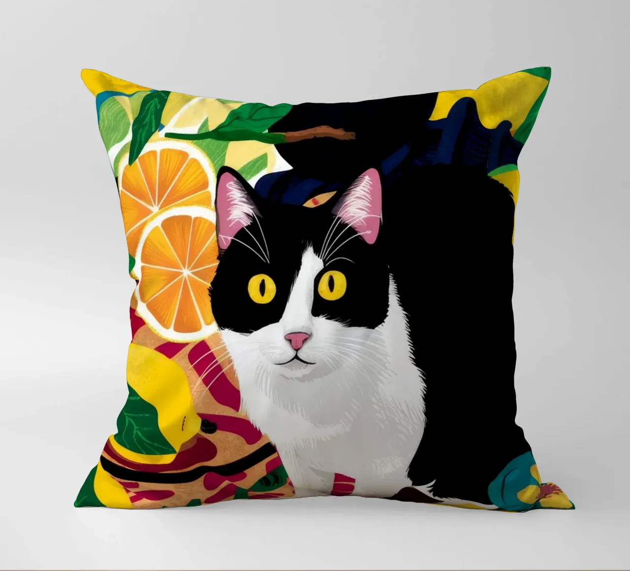 I limoni di Dapper Cat cuscino da Stone Decade