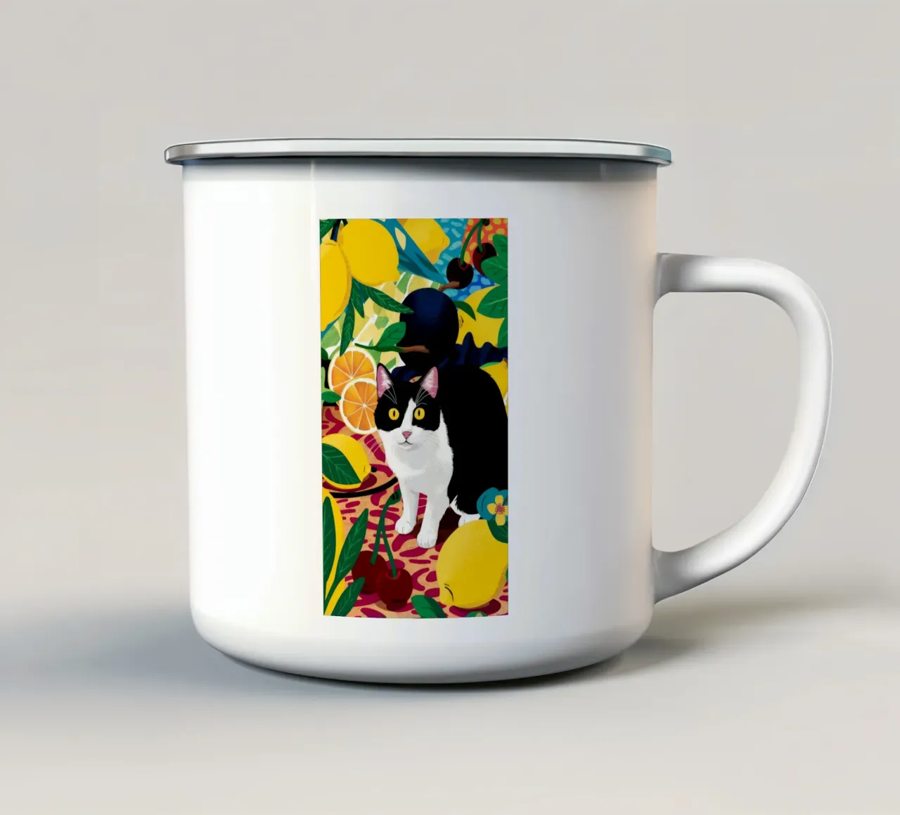 I limoni di Dapper Cat tazza in smalto da Stone Decade