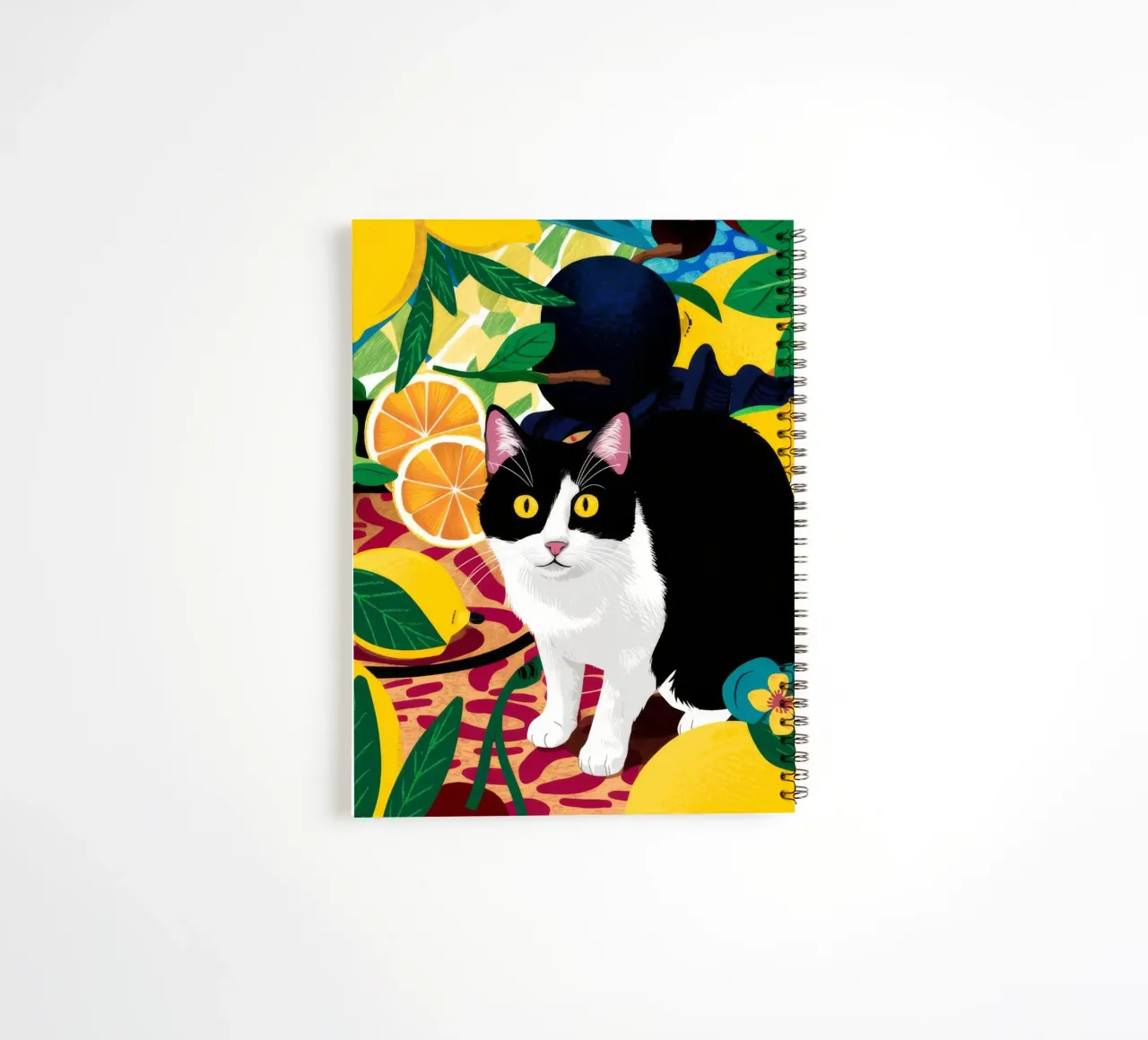 Dapper Cat Lemons spiral notebook by Stone Decade