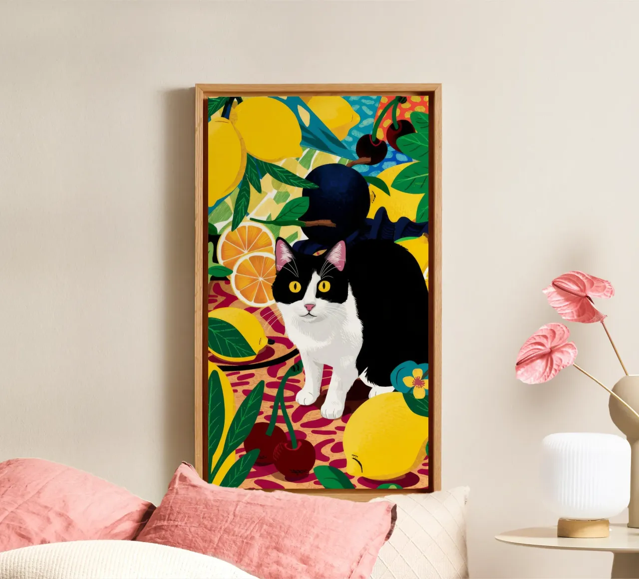 I limoni di Dapper Cat tela con Cornice a cassetta da Stone Decade